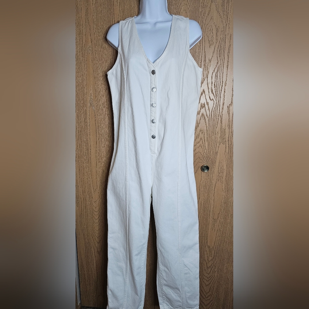 MadeWell Sleeveless White Jean Jumpsuit - Picture 4 of 5